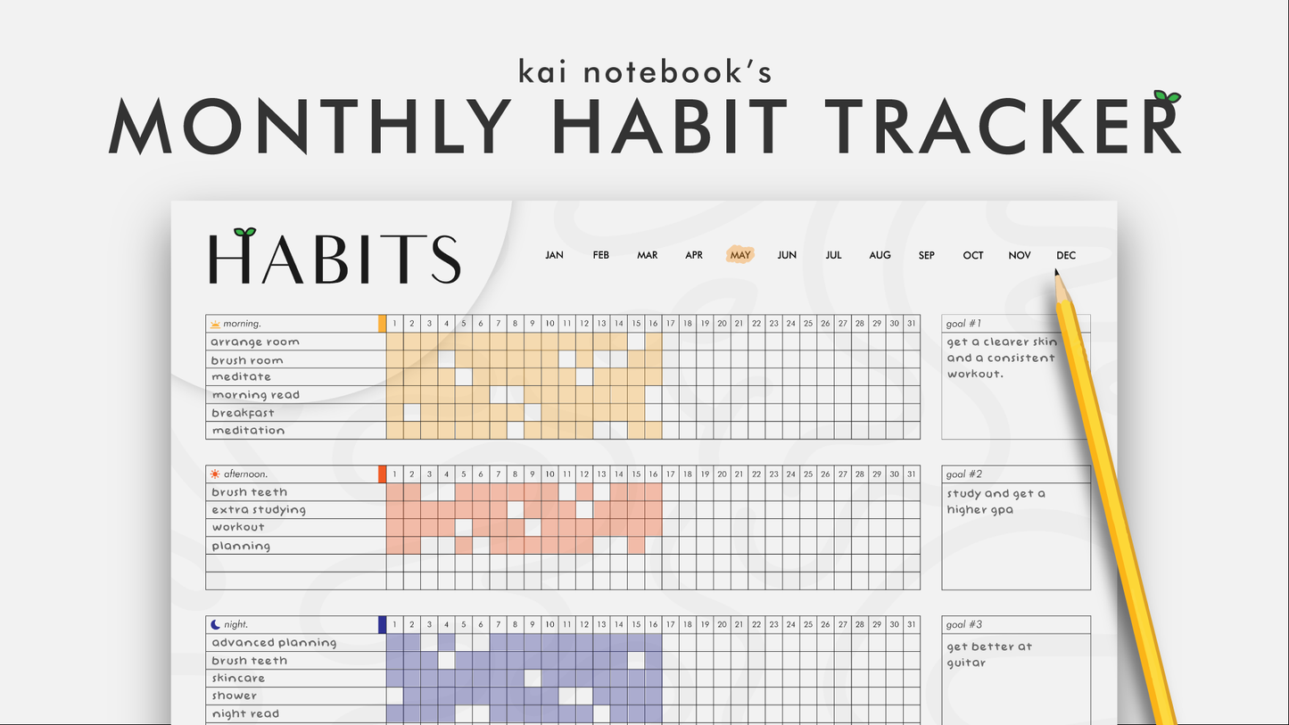 KNHT | kai notebook's MONTHLY habit tracker