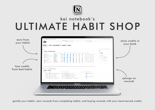 KNHS | kai notebook's habit shop (notion template)